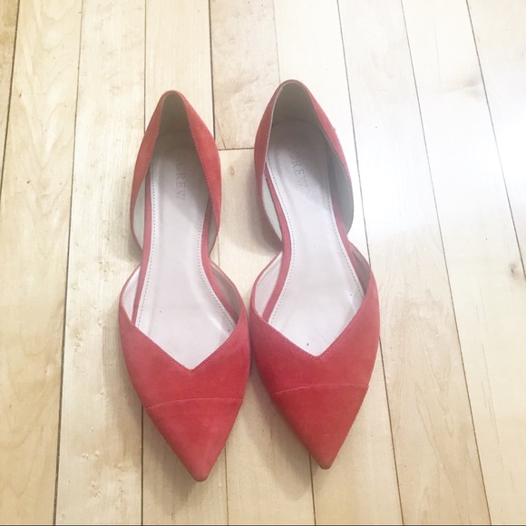 J. Crew Shoes - J Crew Sadie Red D’Orsay Pointed Suede Flats 7.5